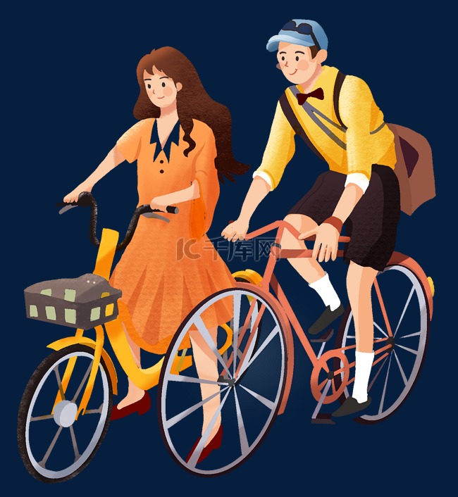 世界骑行日女孩男孩骑自行车