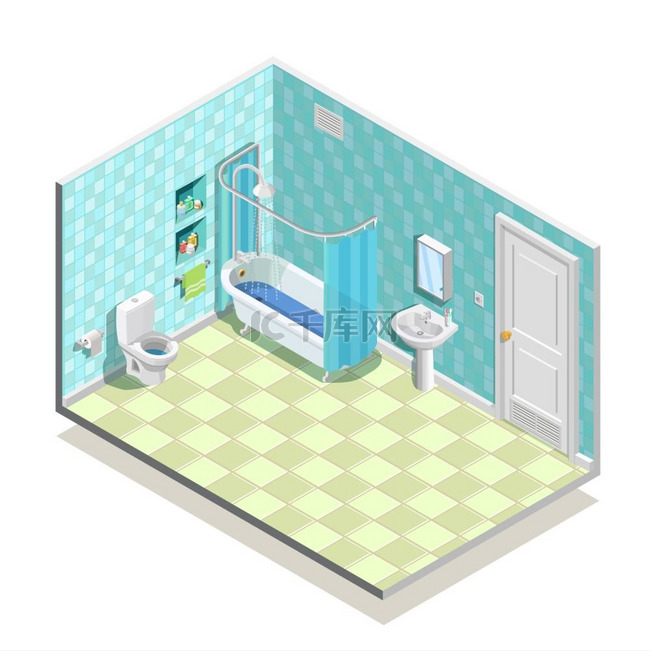 等距图浴室组成卫生图标等距组合