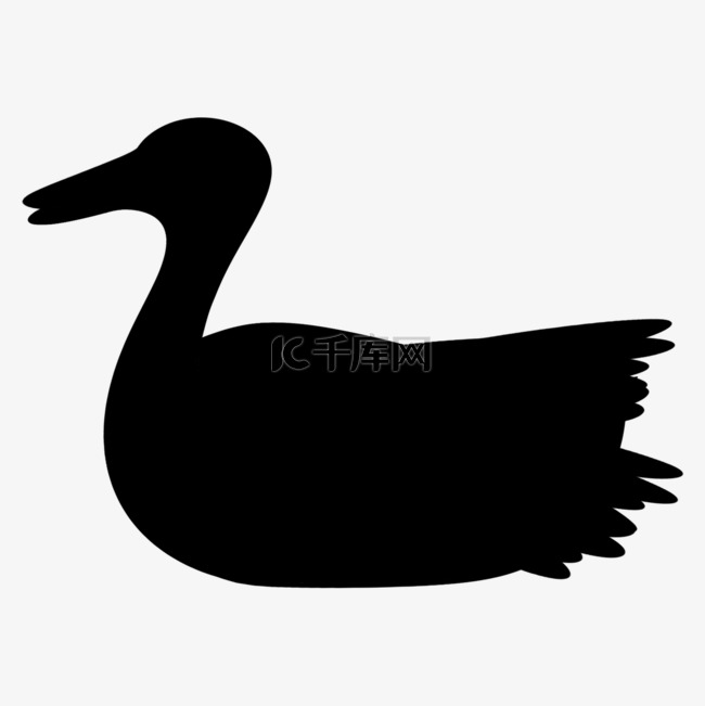 鸭子剪影黑色动物剪影