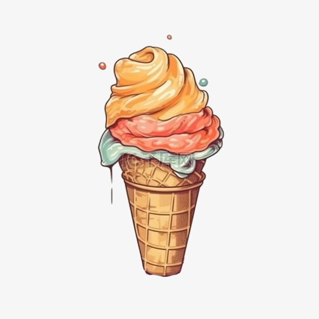 手绘夏日甜品冰淇淋