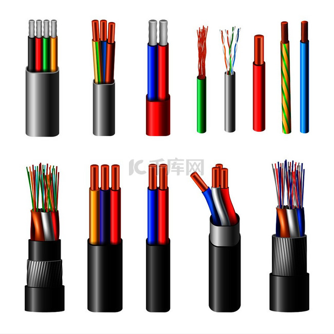 各种类型的电力电缆与电线导体结