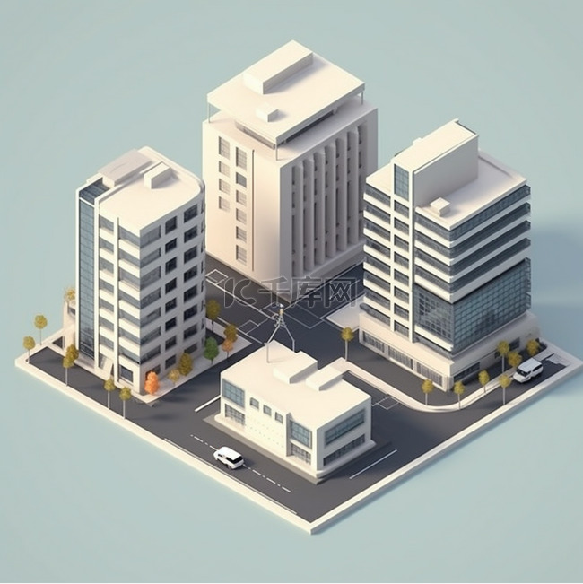现代化元素建筑3d
