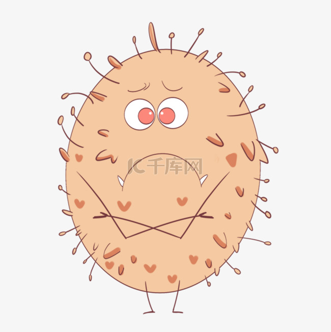 浅橙色卡通可爱表情病毒细菌