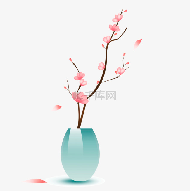 新中式春天梅花瓶插花花枝