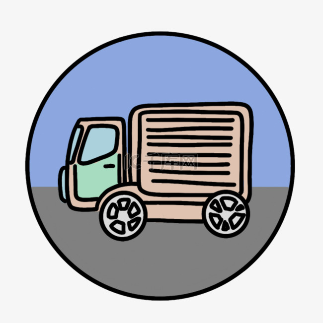 棕色箱货车圆形卡通instagram图标