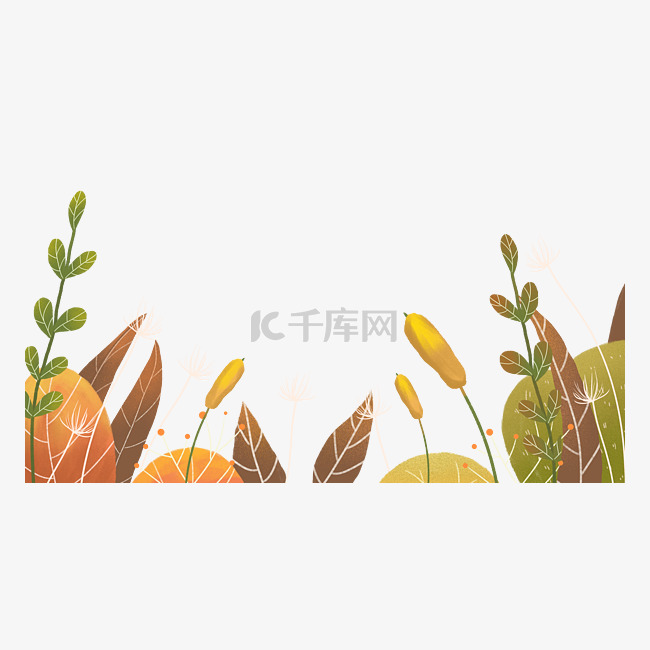 秋季植物叶子草丛底框