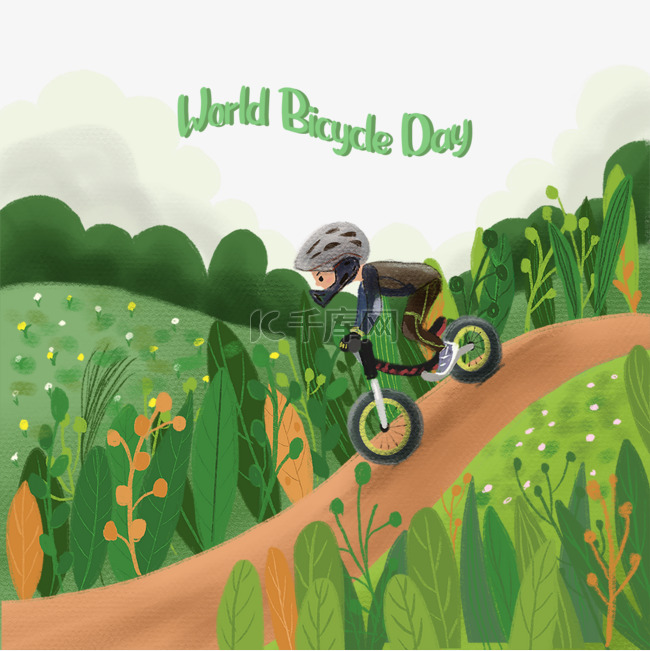 世界自行车日骑行小男孩