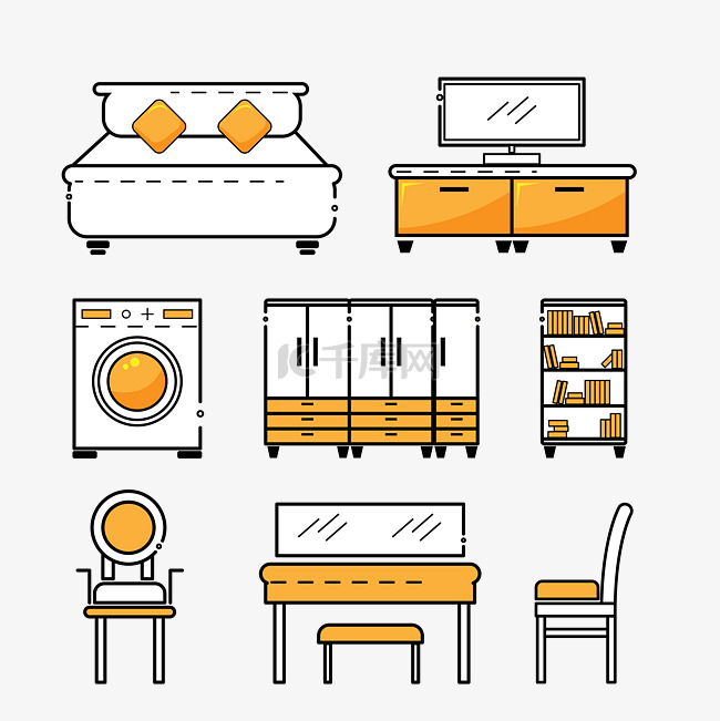 矢量家具装潢室内图标