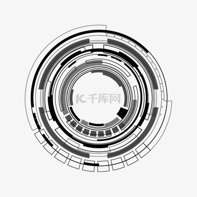 黑色圆形线条科技边框