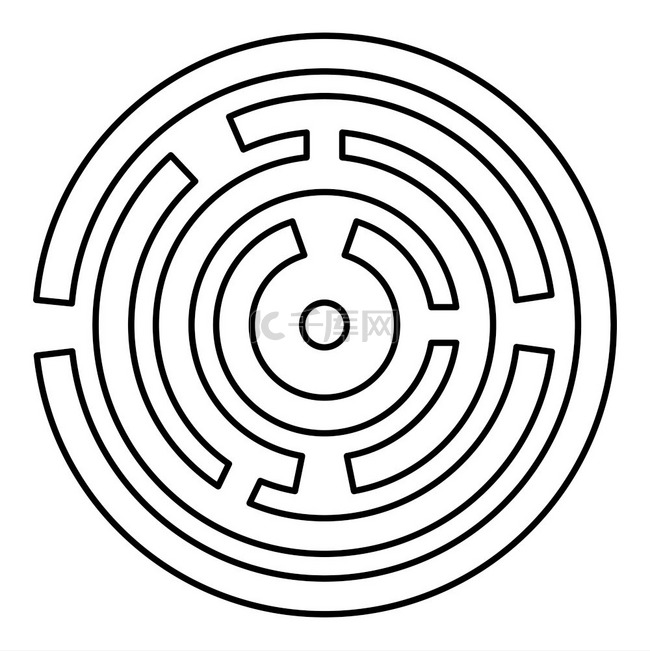 圆形迷宫圆形迷宫轮廓轮廓图标黑