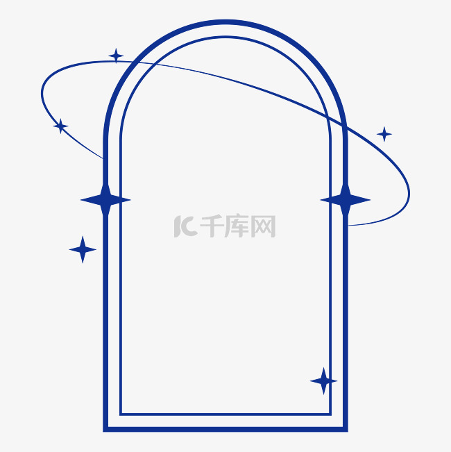 蓝色极简拱形边框