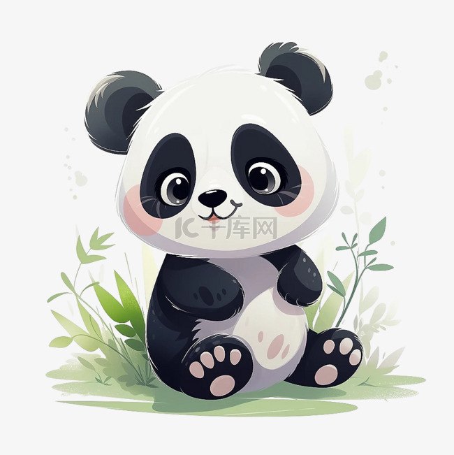 扁平卡通免抠图素材熊猫