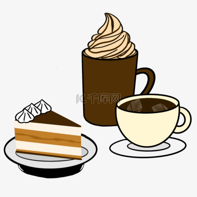 雪顶咖啡冰咖啡和蛋糕