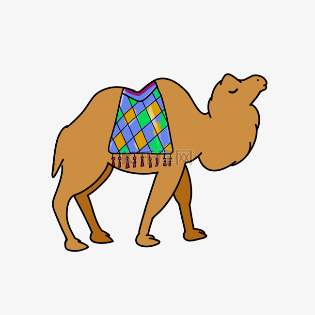 卡通手绘骆驼之路敦煌文化一带一
