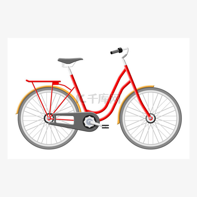 旧城自行车。 古旧的红色自行车