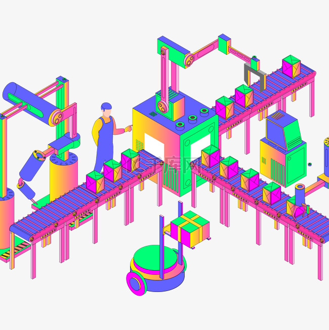 绿紫2.5d工业流水线