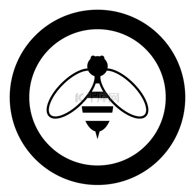 圆形或圆形矢量图中的蜜蜂图标黑