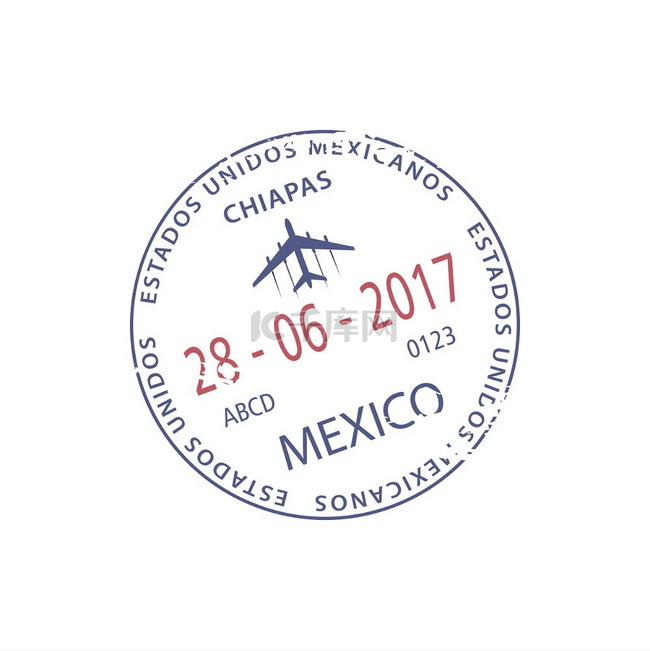 恰帕斯机场签证印章隔离的墨西哥
