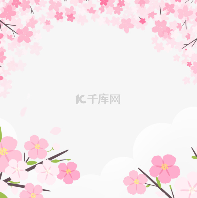 日本春季旅游粉红色桃花边框