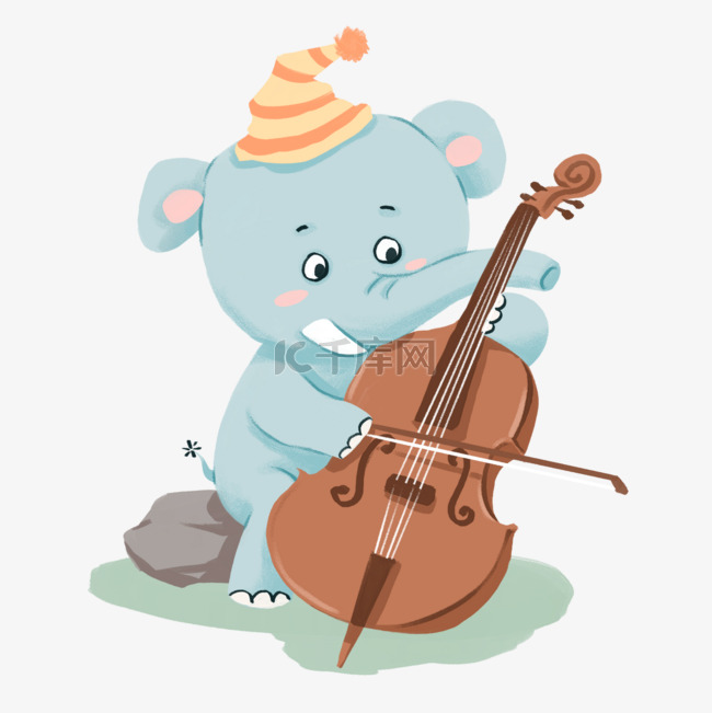 蓝色可爱动物音乐家