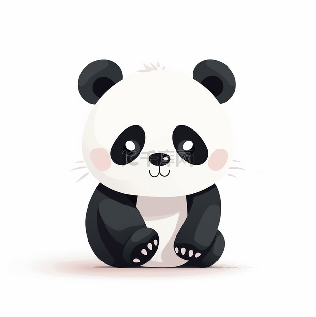 小动物扁平设计熊猫可爱简约背景