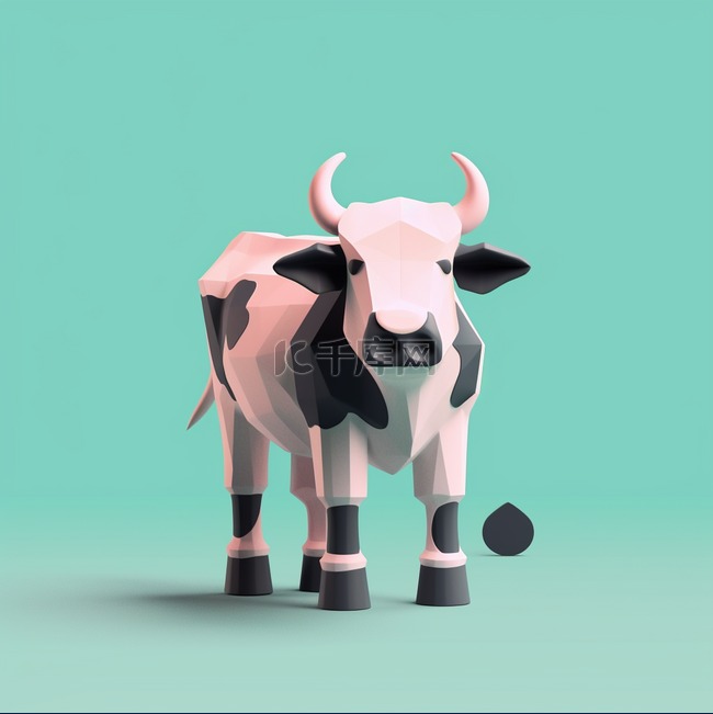3d立体卡通动物元素奶牛