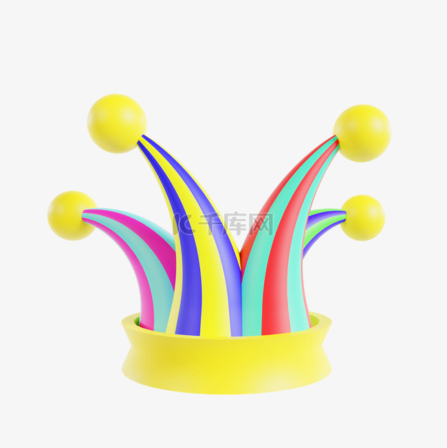 3D立体C4D愚人节小丑帽子