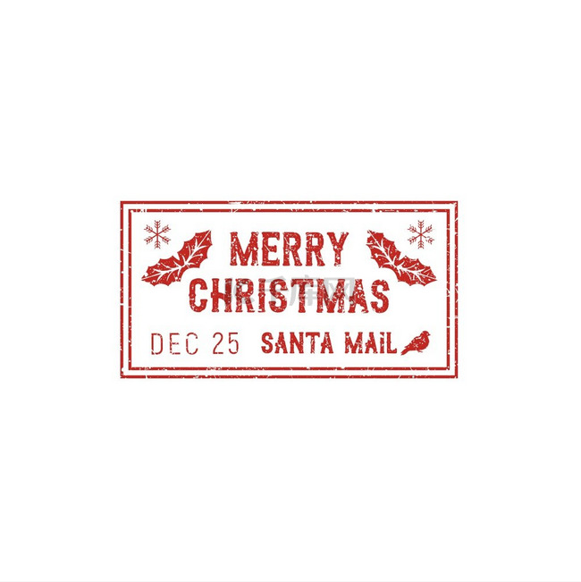 圣诞快乐的邮政标记孤立的圣诞老