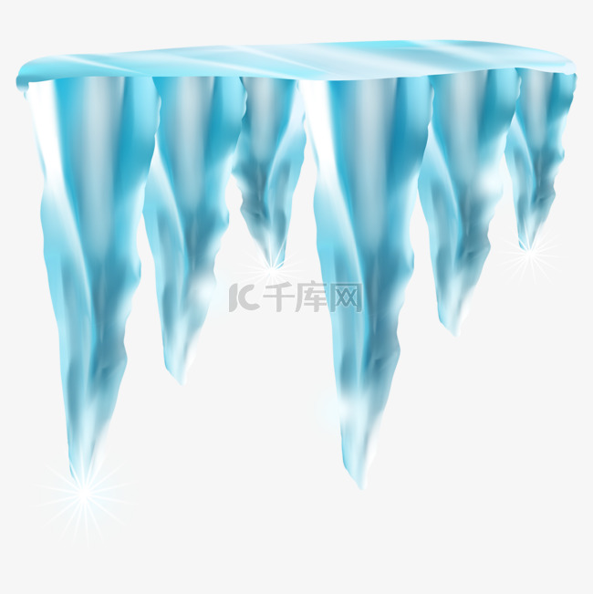 冰柱悬挂蓝色冰块