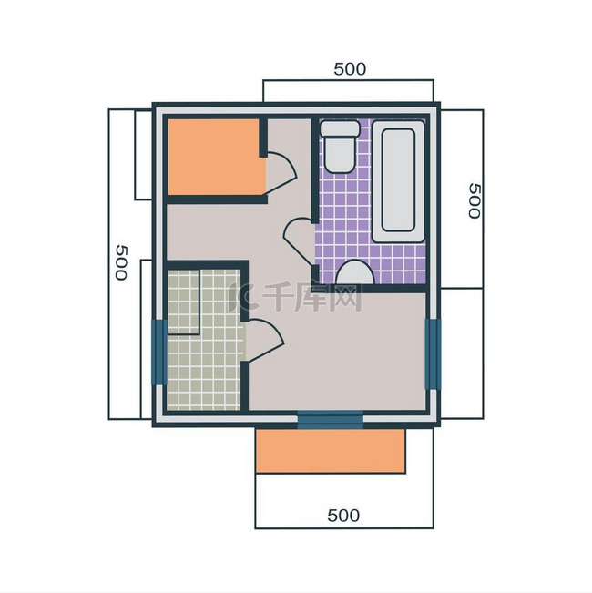 平面样式的公寓计划矢量插图..