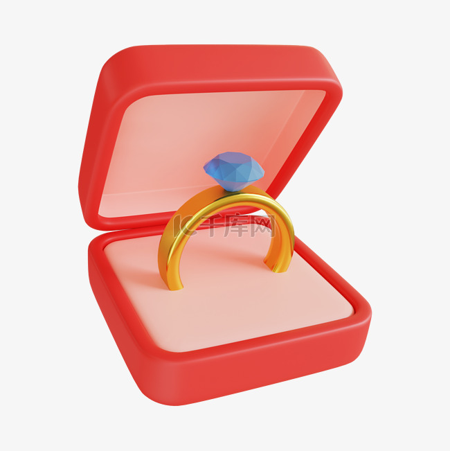 3D立体婚礼求婚钻戒