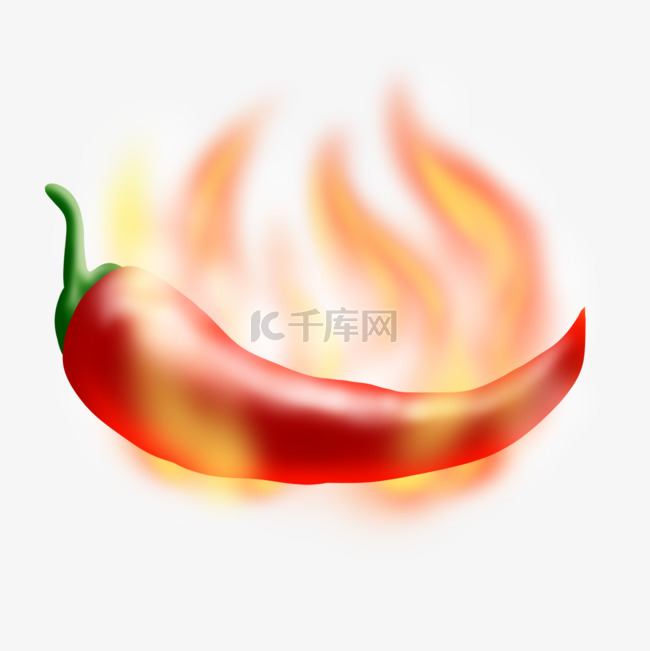 火焰燃烧辣椒红色食物写实效果