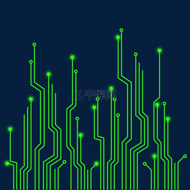 绿色电子芯片电路图科技线条