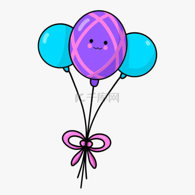 漂浮彩色气球卡通生日剪贴画