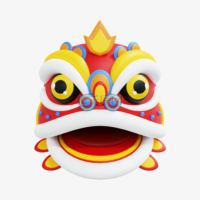 3DC4D立体新年舞狮狮头素材图片免费下载_高清3D立体psd_千库网(图片