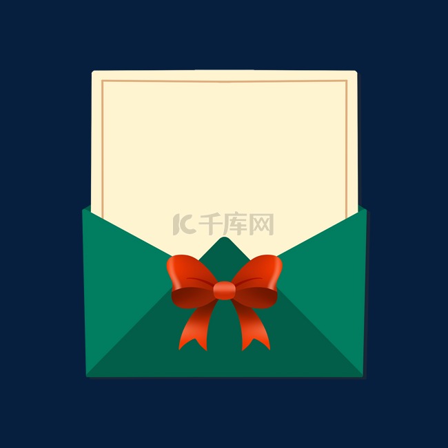 圣诞圣诞节蝴蝶结绿色信封信纸