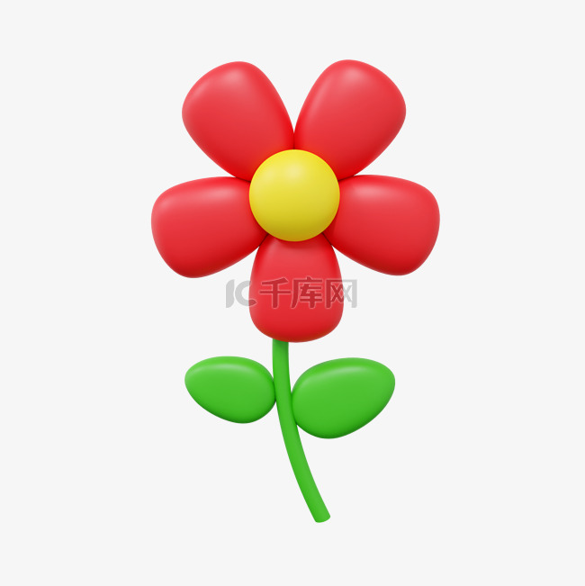 3DC4D立体红色花朵