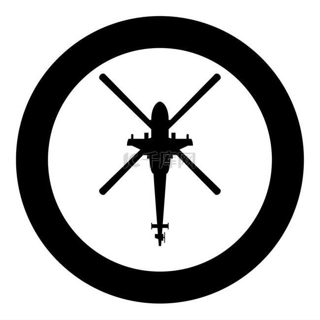直升机顶视图战斗直升机图标在圆
