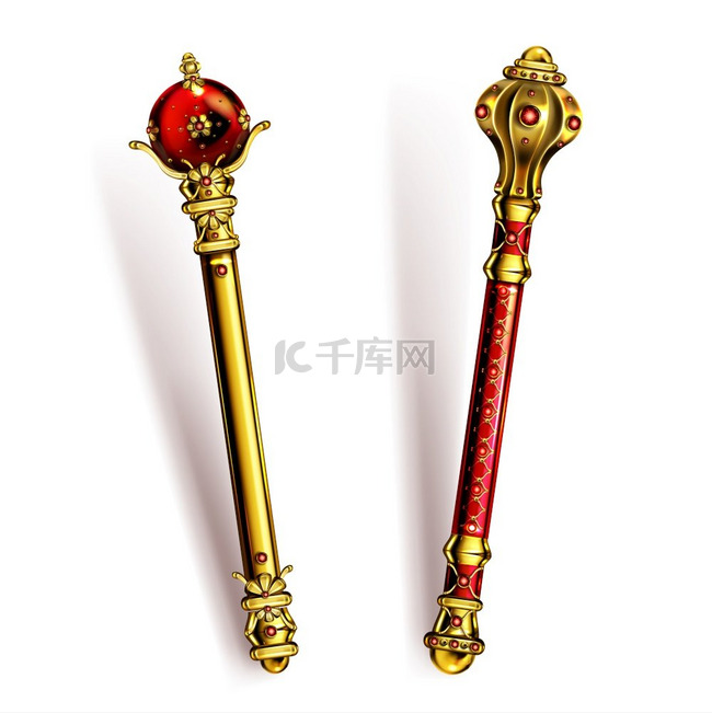 国王或王后的金色权杖，君主的带