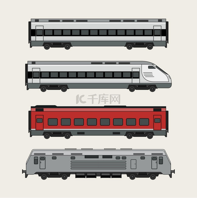 火车白色背景的火车快速客运列车