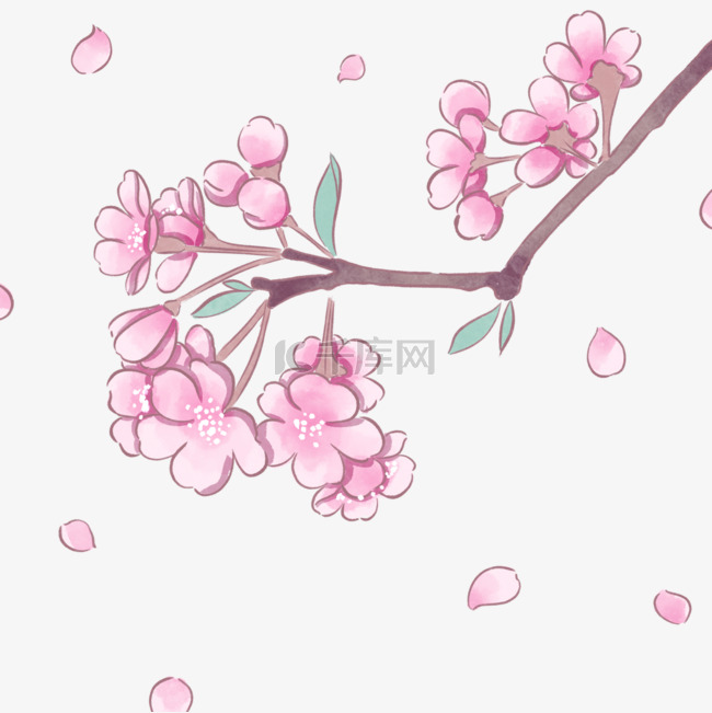 粉色水彩风格樱花