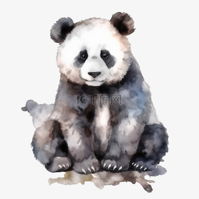 手绘水彩动物大熊猫