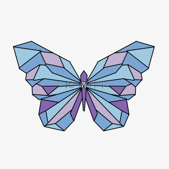 蓝紫色可爱立体几何蝴蝶