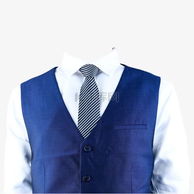 摄影图蓝马甲白衬衫有领带