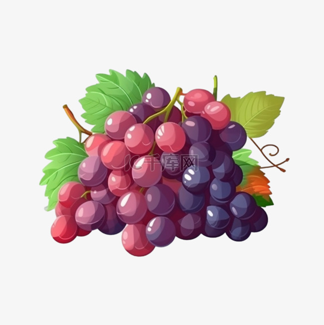 卡通手绘水果葡萄提子