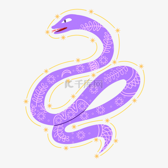 抽象波西米亚风格动物紫色蛇