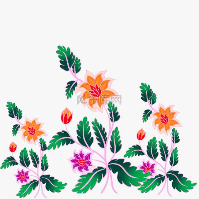 印度蜡染花卉图