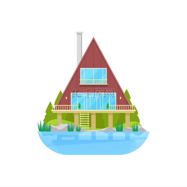 水上房屋，河流或湖泊高跷上的平