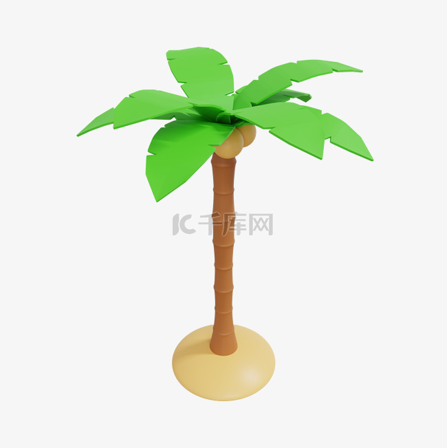 3DC4D立体夏日沙滩椰子树