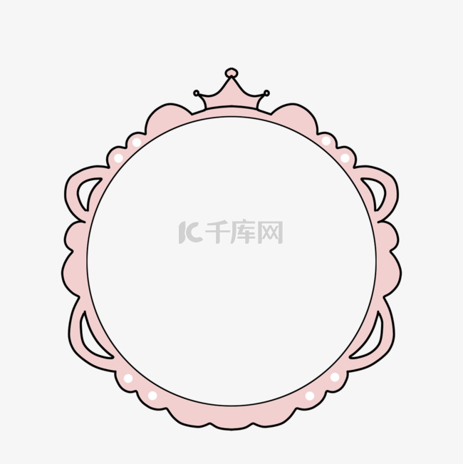 花纹王冠边框粉色可爱圆形